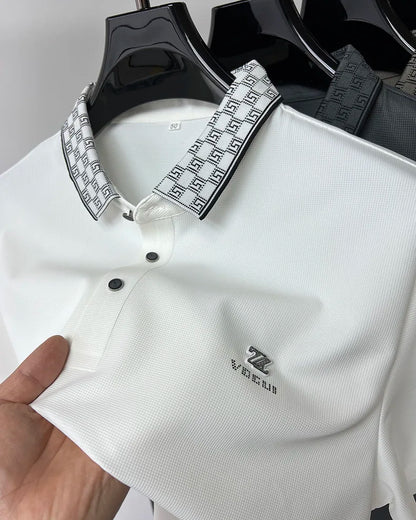 High-end brand short sleeve men's POLO shirt Summer New fashionable and personalized print design breathable ice silk T-shirt