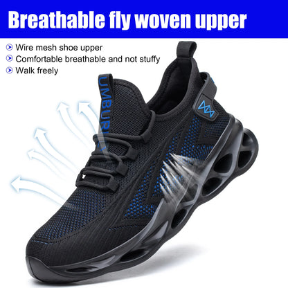 Men's Steel Toe Safety Work Shoes Anti-Smash & Puncture Breathable Lightweight Durable Construction Boots for Industrial Outdoor