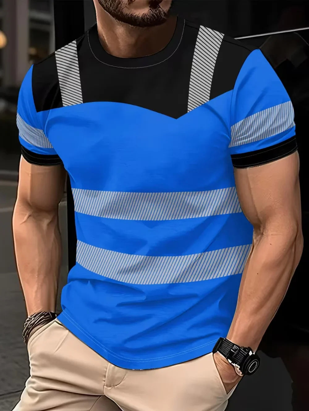 Men's 3D Printed New Secure Logo Color Blocking Design Short-Sleeved T-Shir Fashion Summer Daily Casual Work Wear Men's T-Shirts