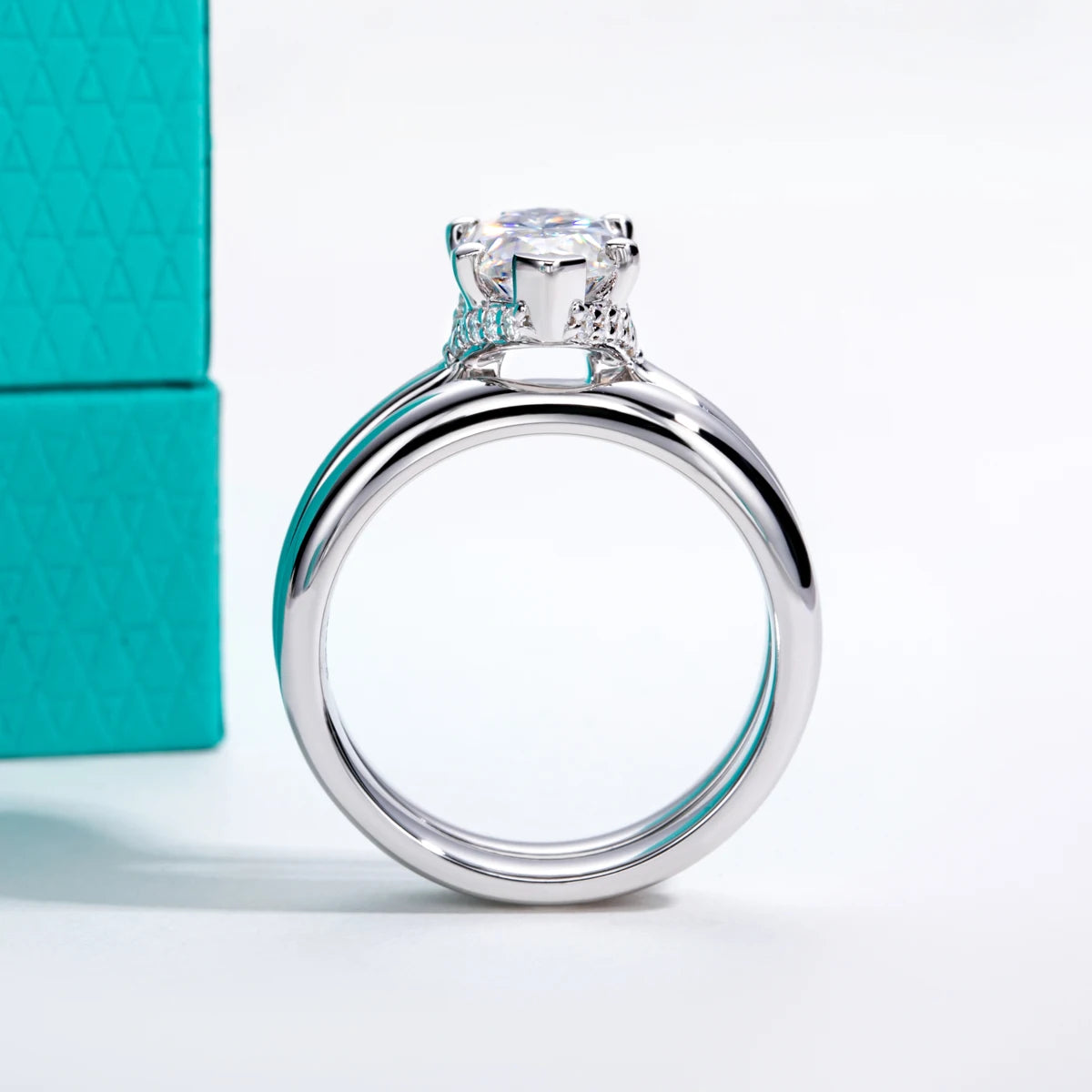 3ct Marquise Cut Moissanite Wedding Bands Ring 18k Gold Plated 925 Sterling Silver Solitaire Bridal Rings Set for Women