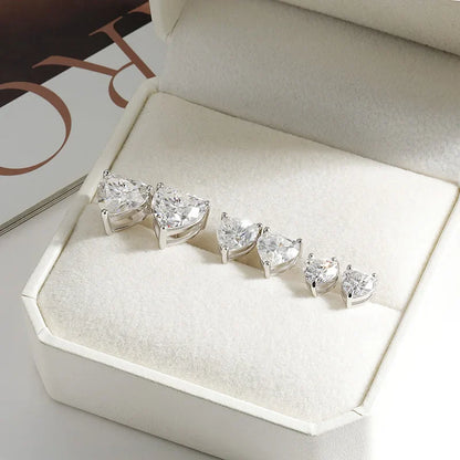 925 Sterling Silver 6.5*6.5mm Heart Moissanite Diamond Women Ear Studs Earrings Wedding Engagement Fine Jewelry Wholesale
