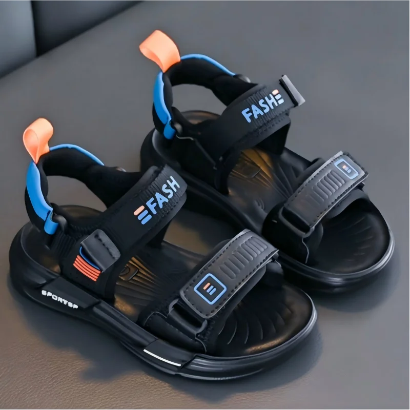 Kids'Casual Shoes Sandals Open-Toe EVA Summer Shoes For Boys Hook and Loop Anti-slip Soft Bottom Beige Black Shoes Size 26-37