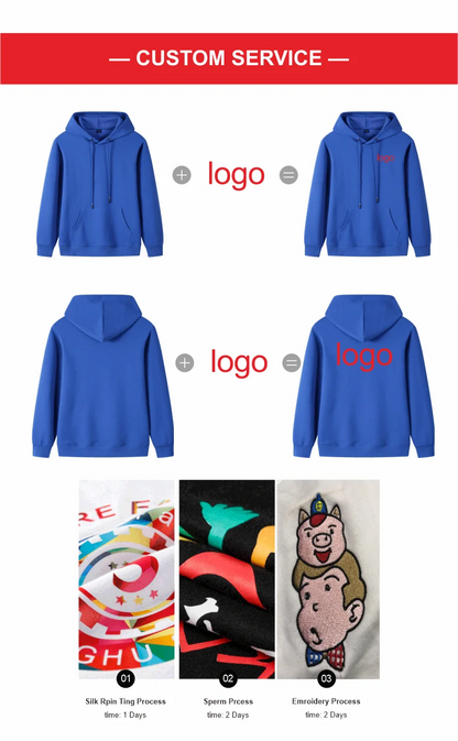 Fashion 9 Colors High-Quality Pullovers Custom Logo Printed Personal Group Brand Embroidery Men and Women 100% Cotton Hoodies