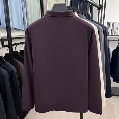 Men's long sleeved T-shirt shirt collar polo shirt 2025 spring autumn new casual wear horse logo