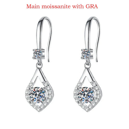 Each 0.5CT D Color Genuine Moissanite Drop Earrings for Women Water Drop Luxury Wedding Jewelry 925 Sterling Silver