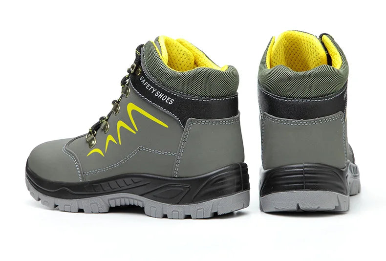 Waterproof  Indestructible Men Safety Shoes Construction Steel Toe Work Boots Non Slip Navy Platform Botas For Men Shoes