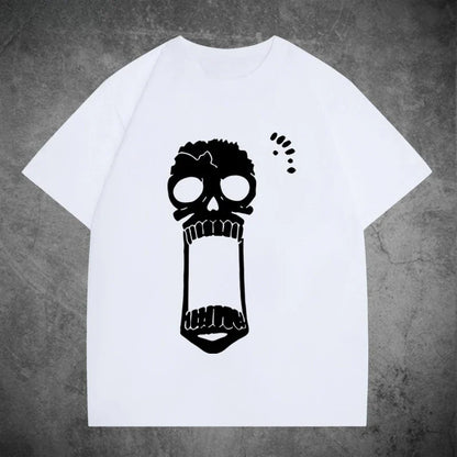 Animation Derivatives Straw Hat Crew BROOK Printed Short Sleeve T-shirt Men's Women's Fashion Loose Cotton Casual Top