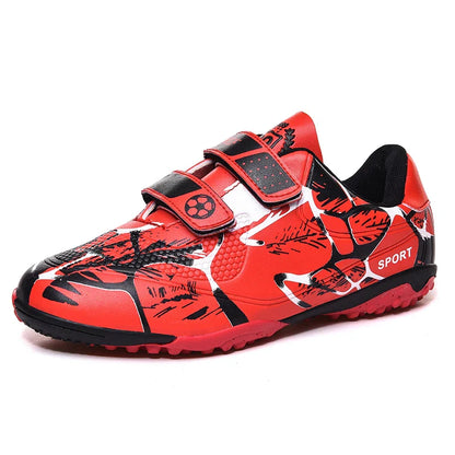 Kids Soccer Shoes HOOK&LOOP Football Sports Shoes Boy Outdoor Non-Slip Training Shoes Child Lightweight Children's Soccer Cleats