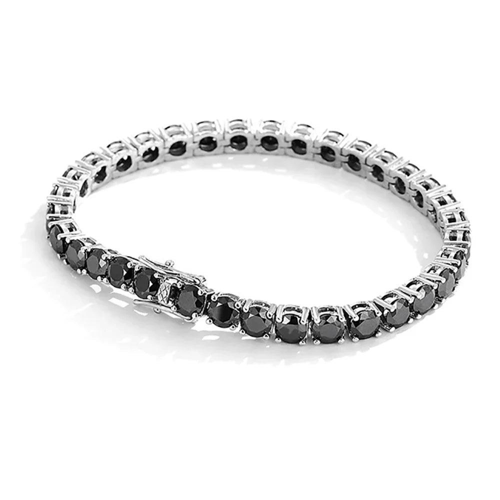 3mm 4mm 5mm Black Moissanite Tennis Bracelet For Women Men Gift 100% S925 Sterling Silver Plated 18K Hand Chain Jewelry
