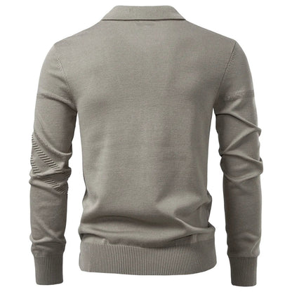 Men's Slim Fit Long Sleeve Polo Shirt Autumn Winter Thermal Comfort Fashion Stripe Solid Color Button up Polo Tops