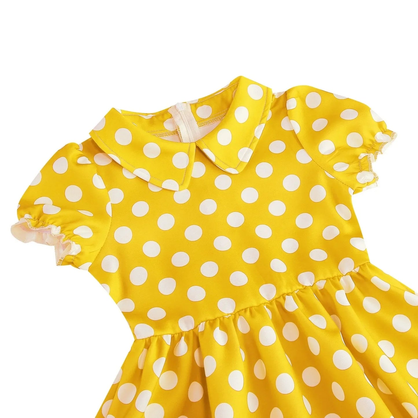 New Fashion Kids Dress For Girls Polka Dot Short-sleeved Children Dress With Baby Collar Daily Girls Casual Costume