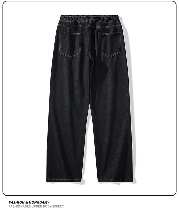 Calça Jeans Masculina Primavera Outono Tendência High Street Reta Perna Larga Roupas Masculinas Calça Jeans Corte Reto