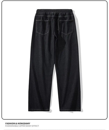 Calça Jeans Masculina Primavera Outono Tendência High Street Reta Perna Larga Roupas Masculinas Calça Jeans Corte Reto