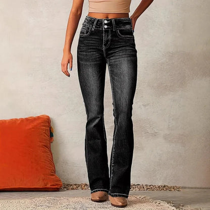 Retro Stretch Jeans Women's Spring Washed Street Micro-Large Trousers
