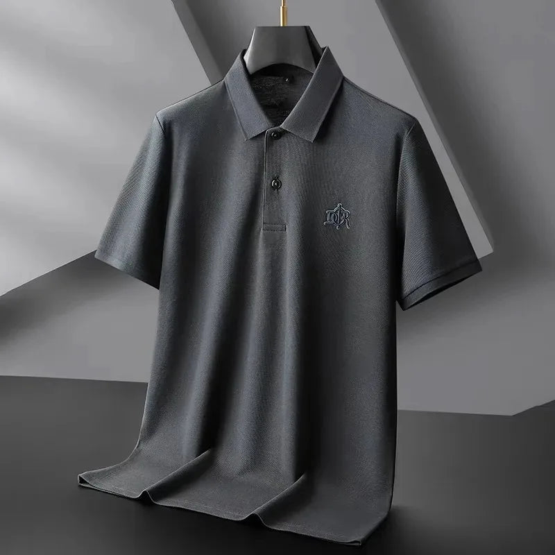 Designer brand 100%cotton short sleeve polo shirt summer trend letter embossed lapel top casual golf T-shirt business men's wear