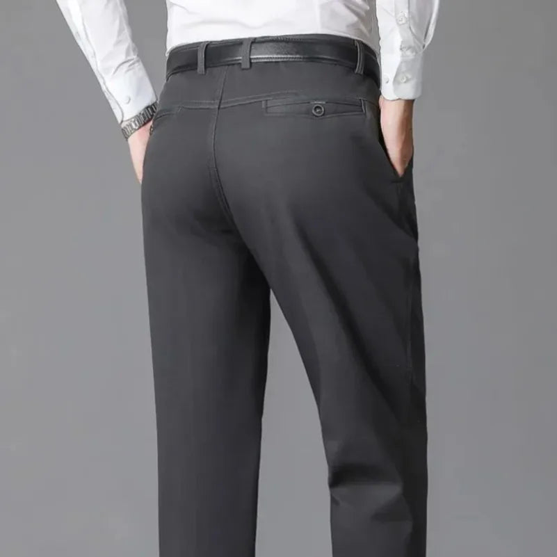 Men's 100% Cotton Autumn Thick Summer Thin Trousers Fashion Cargo Pants Smart Casual Solid Khaki Gray Brand Suit Pant GOZBKF