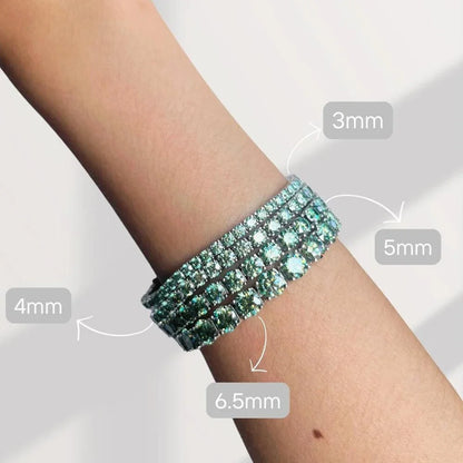 Certified Green Moissanite Tennis Bracelet for Women 925 Silver Plated 18K Gold 3/4/5/6.5mm Diamond Bracelets Fine Jewelry