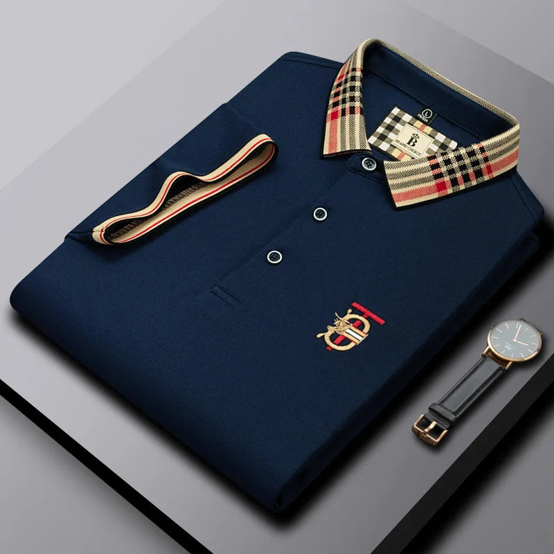 Fashion designer brand short sleeve men's polo shirt new lapel top high-end embroidery summer breathable casual Paul T-shirt