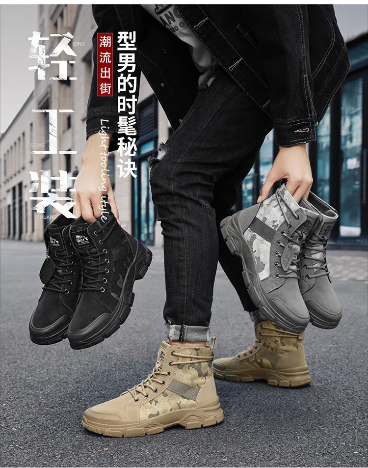 Camouflage Boots for Men Autumn Winter Platform Boots Outdoor High-top Shoes Men Ankle Boots Buty Robocze Meskie wear-resistant