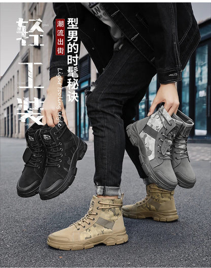 Camouflage Boots for Men Autumn Winter Platform Boots Outdoor High-top Shoes Men Ankle Boots Buty Robocze Meskie wear-resistant