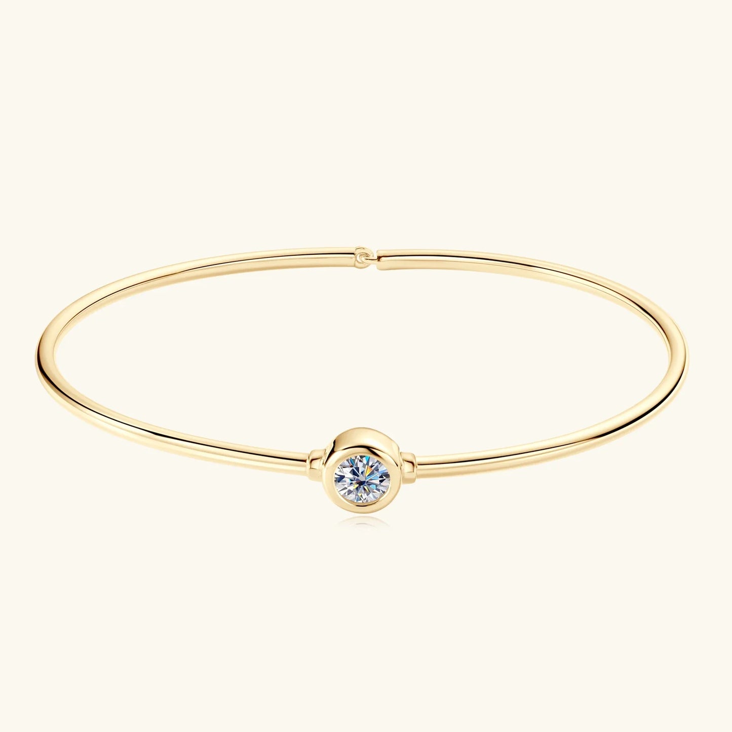 0.5CT Moissanite Bangle Bracelet 18K Gold Plated 925 Sterling Silver Classic Bangle Bezel Set Diamond Bracelet for Women Gifts