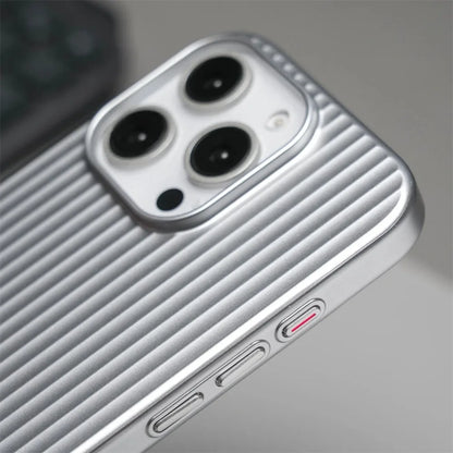 Stripes Metallic Paint Armor Case For iPhone 17 Air 16 15 14 13 Pro Max Shockproof Camera Protective Slim Matte PC Funda