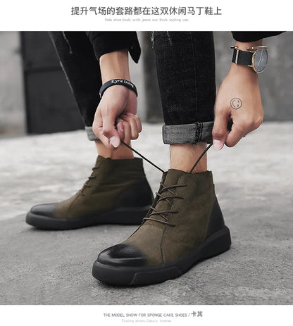 Men's Chelsea Cotton Boots Winter Men's Genuine Leather Shoes High Top Men Plush Sapato Social Masculino Zapatos Para Hombres