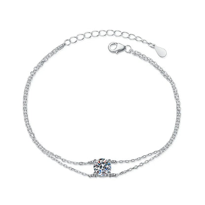 1CT 6.5mm D Color Moissanite Bracelets for Women Classic Four Claw Chain 100% S925 Sterling Silver Sparkling Jewelry
