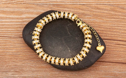 Fashion Gold Plated Chain Bead Bracelet for Women Colorful Crystal Zircon Heart Shape Charm Wedding Party Jewelry Gifts