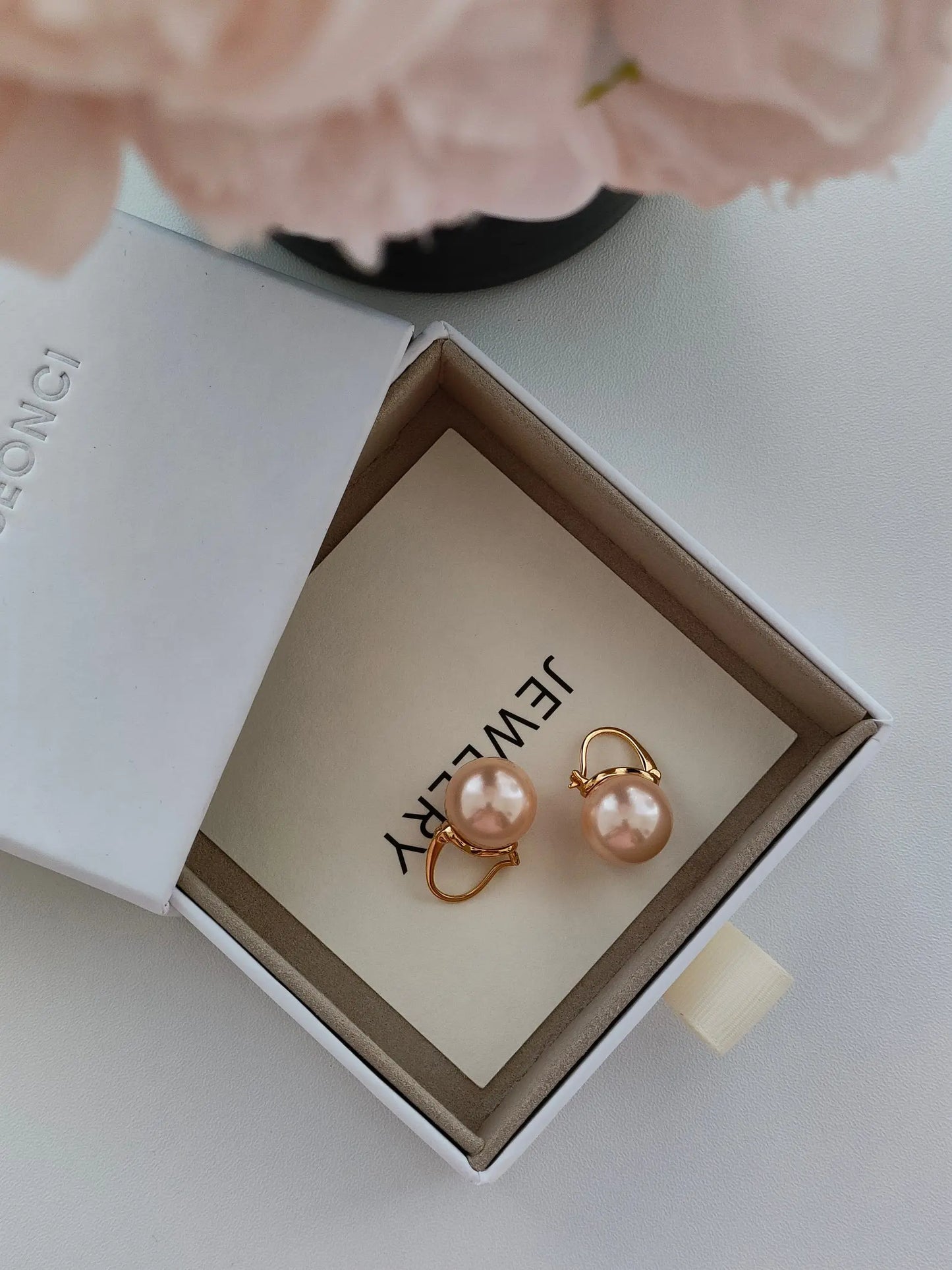 925 Sterling Silver Earring Pink Color Pearl Earring For Women Wedding Party Gift Fashion Jewelry 12-14mm Shell Pearl