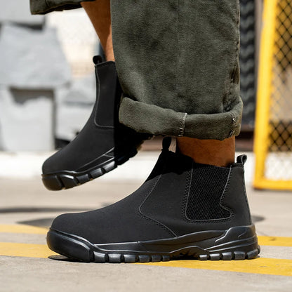 Ultralight Slip On Men Work Boots Safety Steel Toe Comfortable Shoes Kevlar Insoles Industrial Outside Waterproof Working Boots
