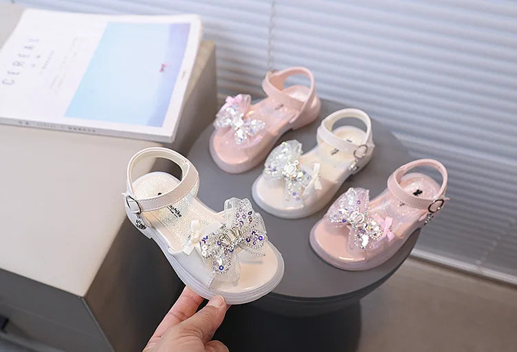 2026 Princess Girls Sandals Summer Children Beach Shoes Girls Open-toed Sandals Soft PU Leather Flat Kids Sandals For Girl