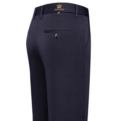 Men's Black Slim Fit Formal Pants Business Straight Leg Trousers Solid Color Office Work Dress Pants Single Piece
