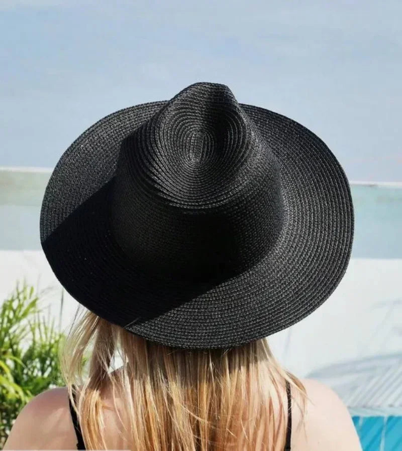 Big Size XL 63cm Travel Panama Jazz Straw Hat Summer Sun Hats for Women Men Wedding  Wide Brim Fedora Straw Beach Hat UV UPF 50+