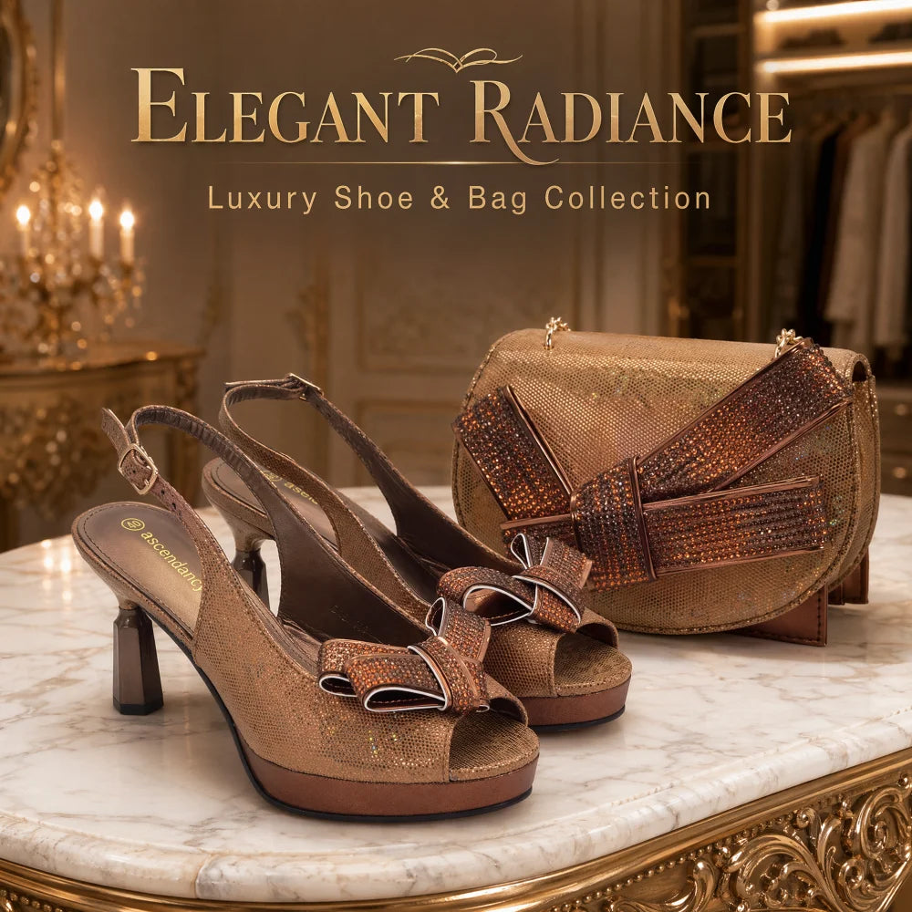 Shoe and Bag Set for Party in Women Italian Matching Bag and Shoes for Ladies Wedding Luxury Women Full Rhinestone
