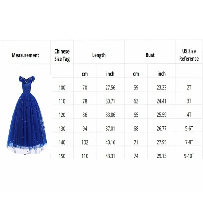 Girls Cinderella Cosplay Costume For Children Baby Girl Kids Halloween Birthday Party Dress Princess Costume