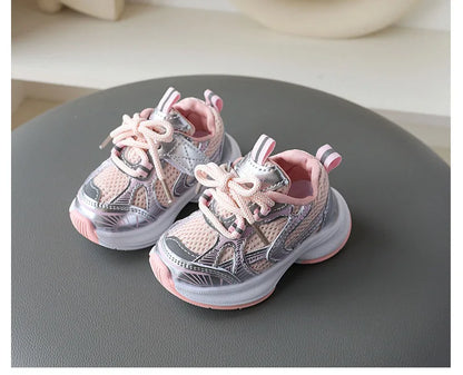 Girls' Sports Shoes 2025 New Style Soft Sole Children's Casual Shoes Fashionable Breathable Stripe Dad Shoes for Kids Boy