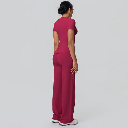 Fitness Sports Workout Yoga Set for Women Naked Feel Slim Casual Workout Top T-Shirt Quick Drying Push Up Running Pants Yoga Set