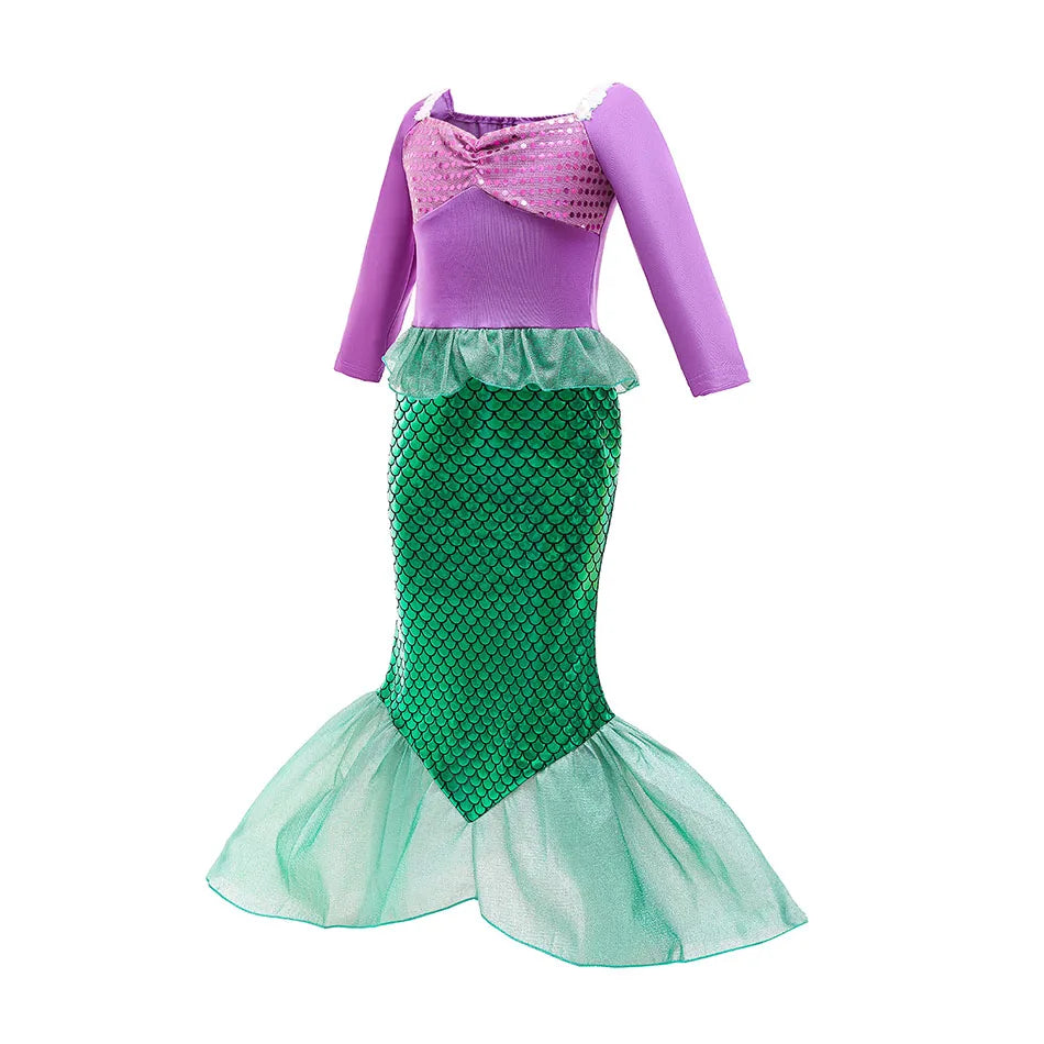 Little Girl Rapunzel Costume Party Fancy Princess Dress Christmas Cosplay Belle Sleeping Beauty Cinderella Carnival Disguise