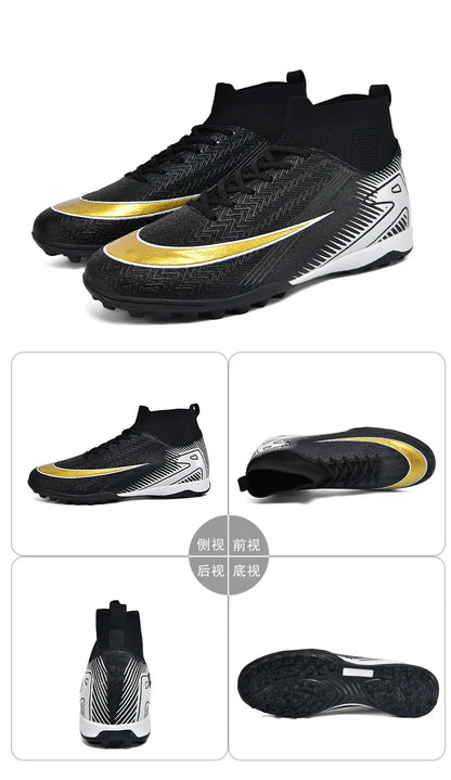 High Top Men Soccer Shoes Professional Football Boots Breathable Wear Resistant Training Match Sneakers Non Slip for Adult Sport
