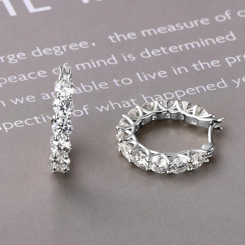 Luxury D Color 4mm 0.3CT Full Moissanite Hoop Earrings for Women S925 Silver All Diamond Earring Ear Buckle Fine Jewelry