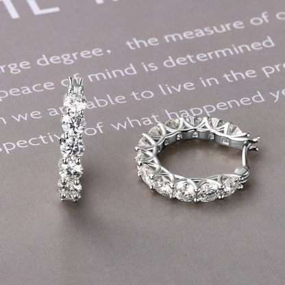 Luxury D Color 4mm 0.3CT Full Moissanite Hoop Earrings for Women S925 Silver All Diamond Earring Ear Buckle Fine Jewelry