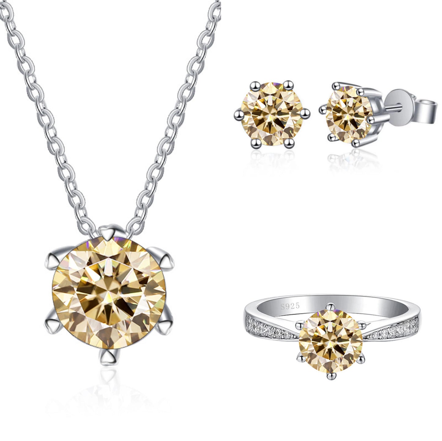 Moissanite Jewelry Set With 1CT D Color VVS 3EX moissanite stone pass diamond test Wedding Luxury Fine Jewelry gift
