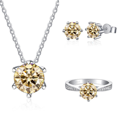 Moissanite Jewelry Set With 1CT D Color VVS 3EX moissanite stone pass diamond test Wedding Luxury Fine Jewelry gift