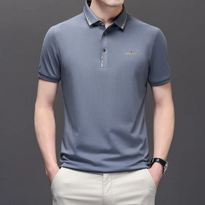 High End Brand 2024 Men's Summer New Luxury Printed Polo Shirt Trend Casual Breathable Versatile Lapel T-shirt Men's Clothing