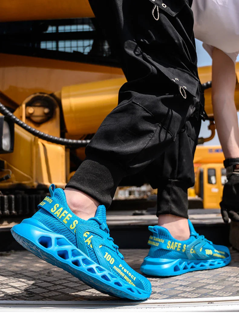 Work Safety Shoes For Men Lightweight Protective Work Sneakers Lightweight Men Shoes Breathable Shoes Anti-Puncture Work Shoe