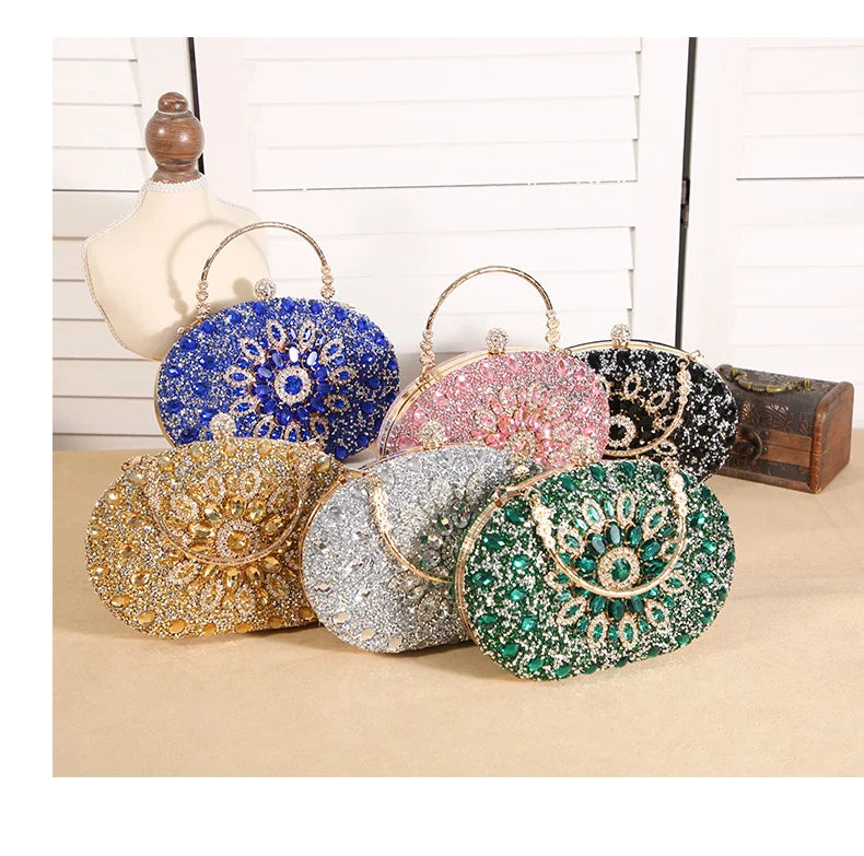 Cross-border explosive sunflower dinner bag Fashion banquet clutch bag Dress evening bag Diamond set bag European and American p