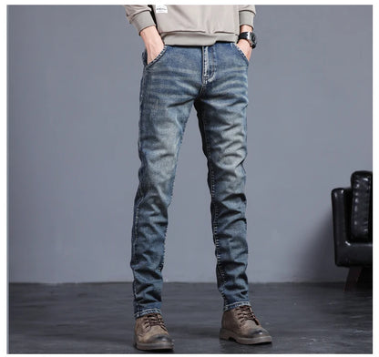 2026 Spring New Jeans Men's Slim Fit Straight Pants ClassicTrendy Retro Casual Long Pants Men's Korean Version Trousers