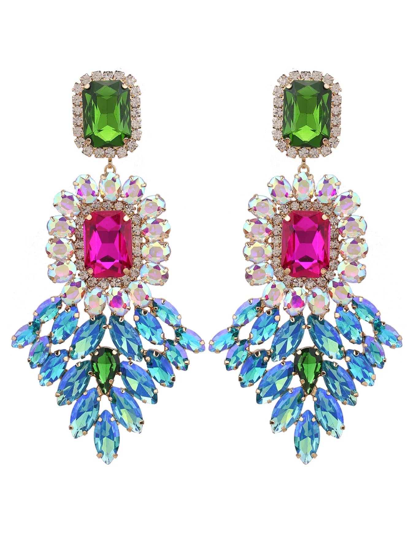 New Crystal Dangle Earrings For Women Rhinestone Earrings Weddings Ladies Party Fashion Jewelry Accessories Wholesale Gifts