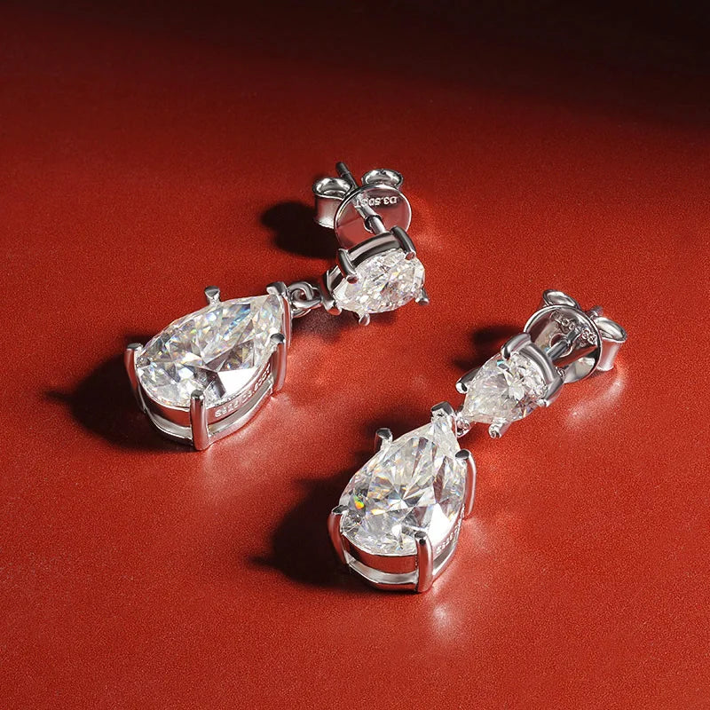 7 Carat Water-drop Pear Cut D Color Moissanite Diamond Engagement Drop Earrings For Women 925 Sterling Silver Fine Jewelry